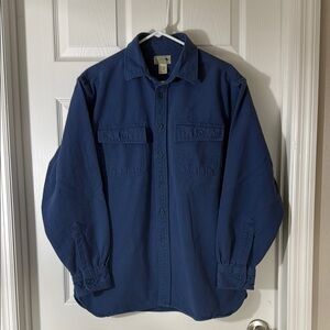 L.L. Bean mens denim blue long sleeve button front shirt